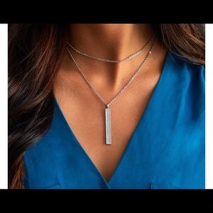 Chloe + Isabel Pave Bar Long Pendant necklace NEW